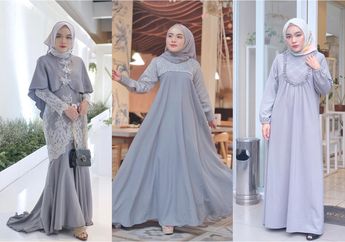 Bergaya Glamor Saat Lebaran & Kondangan dengan 4 Dress Hijab Abu-abu!