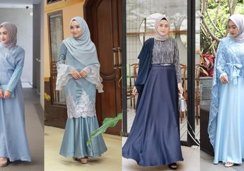 Anggun & Adem dengan 4 Kebaya Dress Hijab Warna Biru untuk Kondangan Ini!