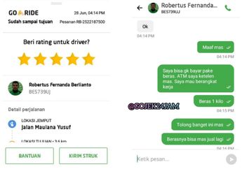 Tak Ada Uang untuk Bayar Ojol, Seorang Pemuda Pencari Kerja Bayar Driver Ojek Online dengan 1 Kilogram Beras!