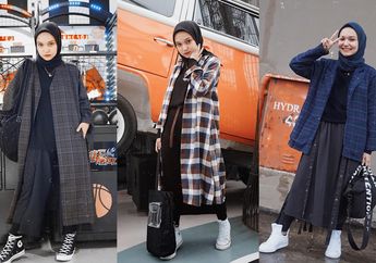 Hijabers Makin Kekinian Pakai 5 Outer Motif Plaid ala Selebgram Buat Hangout