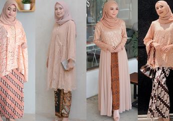 4 Pilihan Kebaya Hijab Brokat Warna Nude dan Kain Batik yang Menawan untuk Kondangan. Yuk Tiru!