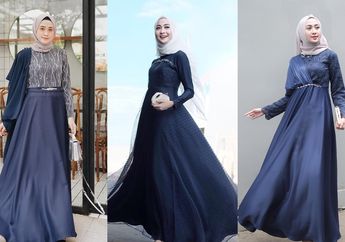 Mewah Memukau dengan 3 Gaun Pesta Hijab Warna Navy saat Kondangan!