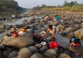Kemarau Makin Menjadi, Sungai Cipamingkis Bogor Kian Mengering. Foto-foto Ini Jadi Buktinya