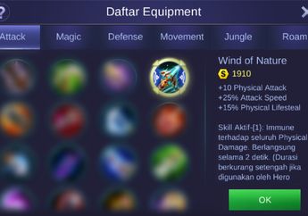 Wajib Tau! Ini Fungsi Item Attack Wind of Nature di Mobile Legends