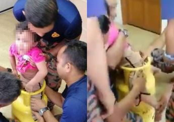 Video Viral, Bocah 3 Tahun Ini Menangis karena Kedua Kakinya Tersangkut di Tabung Gas