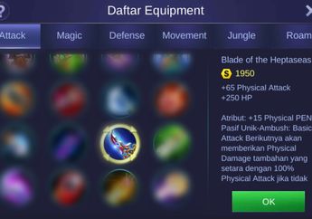 Harus Tau! Fungsi Item Blade of the Heptaseas di Mobile Legends