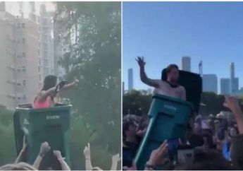 Kocak! Penonton Lollapalooza Lakukan Crowd Surfing Dalem Tempat Sampah
