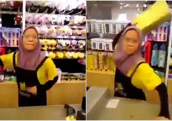 VIDEO VIRAL: Kesal Dipanggil Terus-menerus, Kasir ini Lempar Emak-emak yang Tak Mau Mengantre Pake Papan