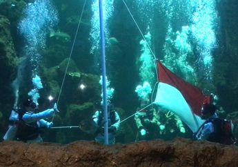 Mengabdi kepada Indonesia, Aaliyah Massaid Kibarkan Bendera Merah Putih pada Upacara Dalam Air di Sea World