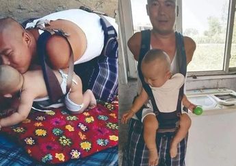 Pilu! Kisah Seorang Ayah Tanpa Lengan yang Berusaha Merawat dan Menggendong Anaknya