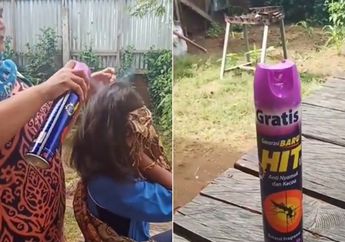 Viral Video Seorang Ibu Semprotkan Obat Nyamuk ke Kepala Sang Anak untuk Hilangkan Kutu, Netizen: yang Disemprot Ikutan Mati