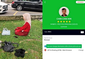 Indahnya Perbedaan, Seorang Driver Ojol dengan Sabar Menunggu Pelanggannya Menunaikan Shalat di Atas Rumput hingga Selesai