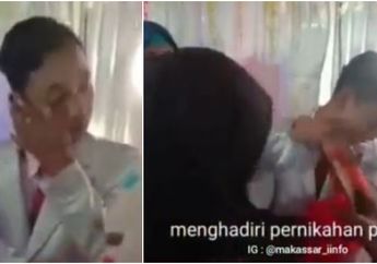 Viral Video : Tak Rela Mantan Menikah, Seorang Wanita Nangis Sampai Ngamuk Pukul-pukul Mempelai Pria