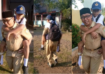 Haru! Rela Gendong Siswanya yang Patah Tulang, Guru Asal Sulawesi Tengah Ini Berkorban Demi Muridnya Agar Tetap Bisa Belajar di Sekolah