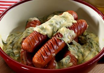 Resep Sosis Panggang Saus Bayam Keju Enak Ini Bakal Jadi Menu Sarapan Favorit Di Akhir Pekan
