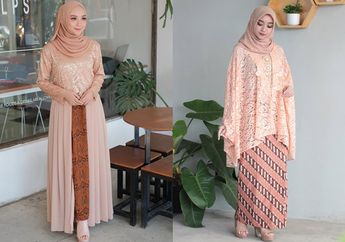 4 Ide Padu Padan Kebaya Brokat Hijab Warna Nude dan Rok Batik untuk Gaya Kondangan Anggun dan Feminin