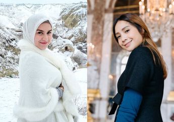 Ketemu di Mekkah, Lihat Tampilan Kompak Irish Bella dan Nagita Slavina Pakai Hijab Motif yang Modis Abis!