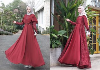 Inspirasi 5 Dress Hijab Kondangan Warna Red Ruby yang Mewah & Elegan!