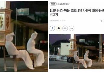 Nyamar Pakai Kain Kafan Saat Jaga Lockdown Kampung, Aksi Pocong di Purworejo Ini Viral Hingga Masuk Media Pemberitaan Korsel