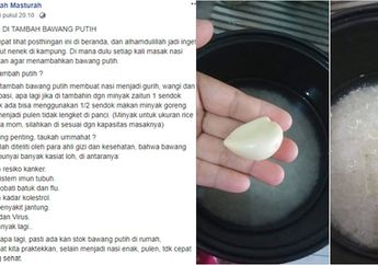 Viral Masak Nasi dengan Bawang Putih Diklaim Dapat Obati Penyakit Serius, Ini Kata Ahli Gizi