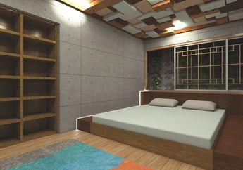 Memainkan Pola Plafon Kamar Tidur dengan Potongan Kayu, Khas Jepang!