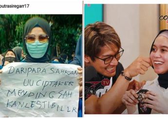 Poster Sahkan Lesti Billar Dibawa Pendemo Tolak UU Cipta kerja, Pasukan Leslar Girang Bukan Main: Setuju Banget Tuh Usulnya...