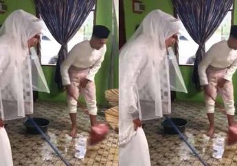 Bukannya Nikmati Malam Pertama dengan Tenang, Pasangan Pengantin Ini Justru Harus Kuras Seisi Rumah Usai Diterjang Banjir, sang Istri Cuma Bisa Tertawa Pilu