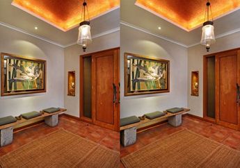 Gaya Bali pada Foyer Dikuatkan Olahan Lampu oleh Desainer Lighting Ini