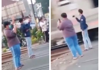 Viral Aksi Berbahaya Remaja yang Nekat Videokan Kereta Api di Tengah Rel Bekasi, Netizen: Demi Konten YouTube!