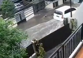 Ampun DJ! Mobil Nekat Terjang Banjir, Pagar Rumah Warga Auto Ambruk