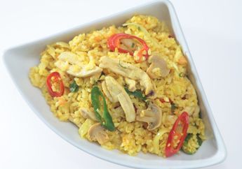 Resep Yellow Rice Chicken Mushroom, Menu Sarapan Dengan Tampilan Cantik Dan Rasanya Sedap Banget