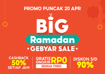 Promo Puncak Shopee Big Ramadhan Sale, Ada Voucher Cashback 50% Setiap Jam Selama 2 Hari untuk Belanja Ramadhan
