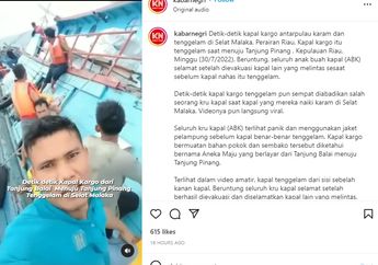 Detik-detik Kapal Kargo Tenggelam di Selat Malaka, Salah Satu Awak Kapal Merekam Momen Menegangkan, Warganet: Semoga Semua Selamat