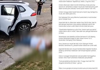 Geger Penemuan Mayat dengan Mulut Berbusa Tergeletak di Atas Penutup Saluran Air Parkiran Bandara Sultan Hasanuddin Makassar, Warganet: Keracunan?
