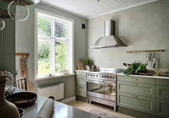 4 Potret Dapur Minimalis Warna Hijau Sage, Bak dari Pinterest