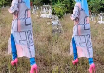 Viral Potret Wanita ke Kuburan Pakai Sepatu Hak Tinggi, Suami Minta Netizen Tak Hina Istrinya, Ini Alasannya