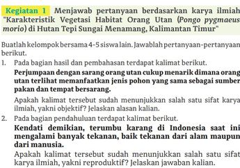 Jawaban Bahasa Indonesia Kelas 11 Bab 6 Hal.200: Pertanyaan No.1