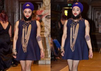 Perempuan Berjenggot Itu Tetap Seksi Berlenggak-lenggok di Catwalk, Pertama di Dunia