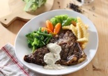 T BONE STEAK WITH WHITE SAUCE