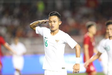 Selebrasi gol pemain timnas U-22 Indonesia, Sani Rizky Fauzi, ke gawang Vietnam