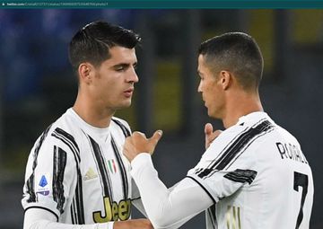Momen kebersamaan antara Alvaro Morata dan Cristiano Ronaldo sewaktu masih sama-sama membela Juventus.