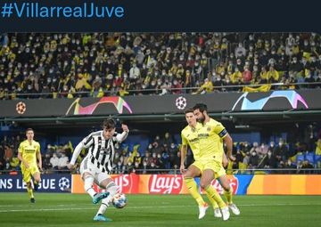 Aksi striker Juventus, Dusan Vlahovic, pada laga leg pertama babak 16 besar Liga Champions melawan Villarreal di Stadion de La Ceramica, Selasa (22/2/2022).