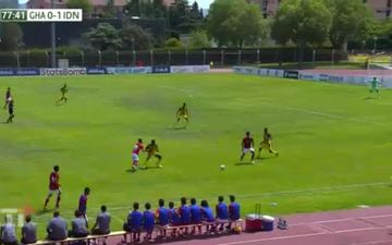 Tangkap layar pertandingan Timnas U-19 Indonesia melawan Ghana dalam laga babak penyisihan Grup B Turnamen Toulon 2022.