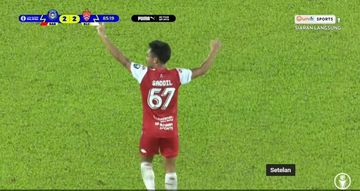 Selebrasi Saddil Ramdani usai mencetak gol ke gawang KL City saat bermain imbang 2-2 dengan Sabah FC dalam lanjutan Liga Malaysia 2022, Kamis (1/9/2022).