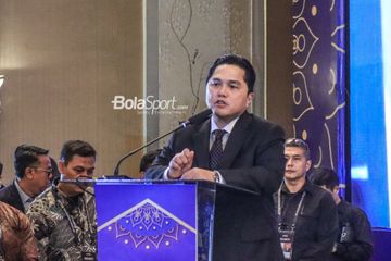 Ketua Umum PSSI, Erick Thohir, sedang memberikan sambutan dalam Kongres Luar Biasa PSSI di Hotel Sangri-La, Jakara, 16 Februari 2023.
