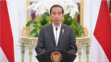 Presiden Republik Indonesia, Joko Widodo, saat memberikan pernyataan tentang Israel dan Piala Dunia U-20 2023, Selasa (28/3/2023).