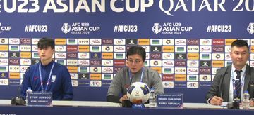 Kapten Korea Selatan, Byun Jun-soo dalam sesi jumpa jelang laga perempat final Piala Asia U-23 2024 kontra timnas U-23 Indonesia, Rabu (24/4/2024)