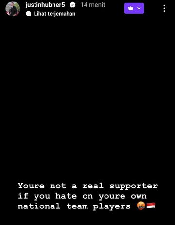 Kata Justin Hubner dalam fitur akun Instagram story ekslusifnya usai Timnas U-23 Indonesia kalah dari Irak