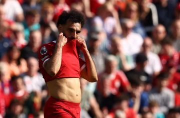 Mohamed Salah saat melawan Tottenham Hotspur pada lanjutan Liga Inggris 2023-2024.
