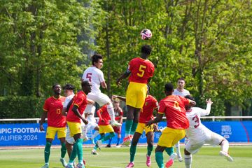 Momen laga timnas U-23 Indonesia vs timnas U-23 Guinea di play-off Olimpiade 2024.